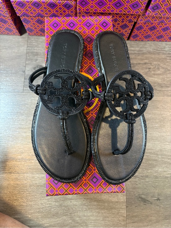 Tory Burch Shoes - Tory Burch Black Sparkle Thong Sandals